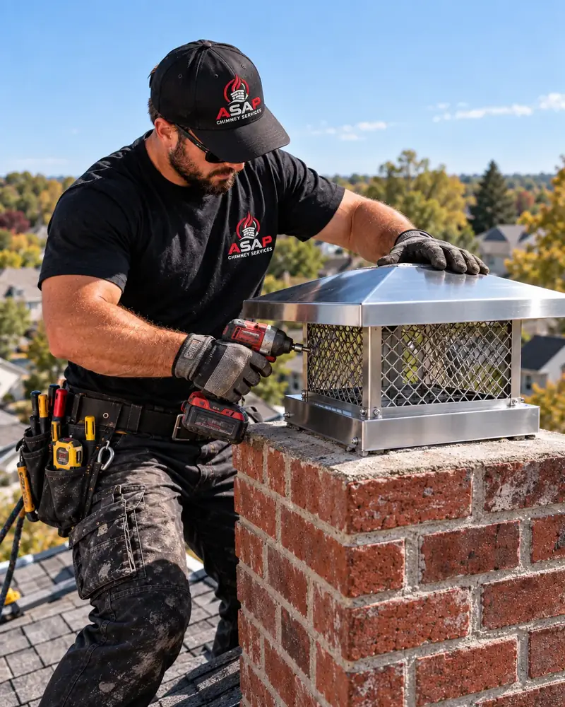 ASAP Chimney Services technician inspecting a residential chimney