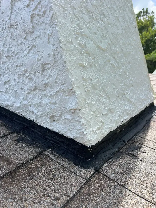 Chimney flashing and roofline area